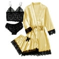 thumbnail image 1 of Gibobby Pijama algodón mujer Pijamas sexis de cuatro piezas para mujer, pantalones de pijama, conjunto de ropa de casa cómodo, se puede usar fuera de los pijamas(Amarillo,CH), 1 of 3