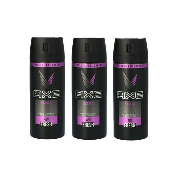 Axe Mens Deodorant, Body Spray, Excite,  Fragrance, 150ml, 5.07oz, 3 Pack