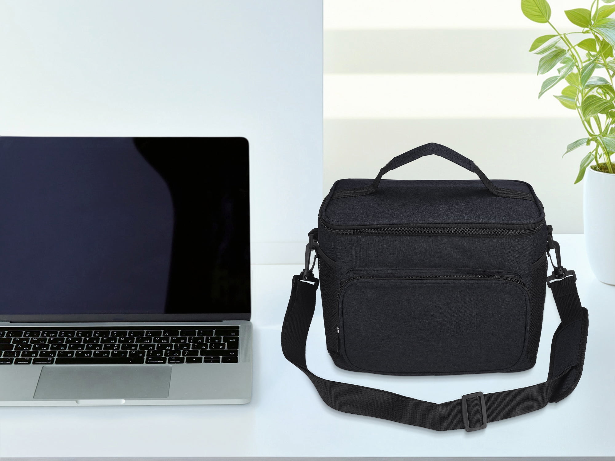 Unique Bargains Insulated Lunch Bag Leakproof Lunch Box for Work Office Black