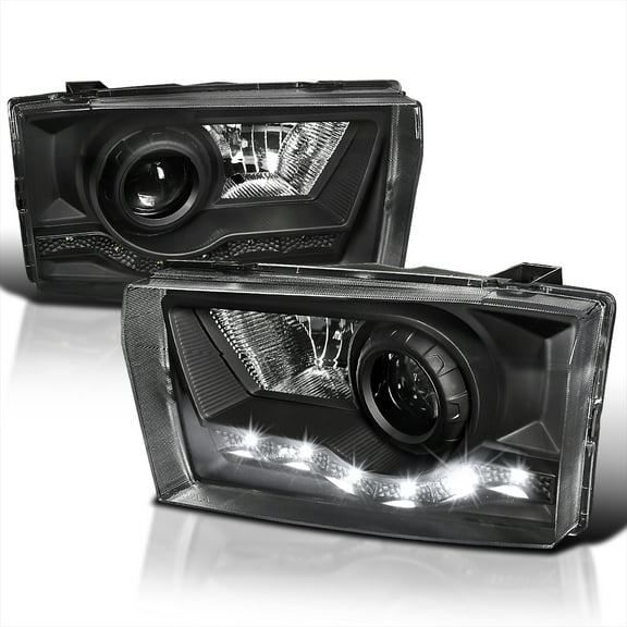 Spec-D Tuning Black Projector Headlights R8 LED Compatible with 1999-2004 Ford F250 F350 F450 F550, 2000-2004 Ford Excursion, Left Right Pair Headlamps Assembly