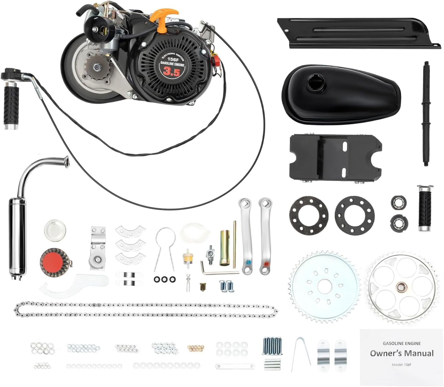 100 CC 4 Stroke Bike Engine Kits,Gas Motor for Bicycle,Motorized Bicycle Kit,Bicycle Engine Kit for Beach Bikes with Large Triangular Frame Space