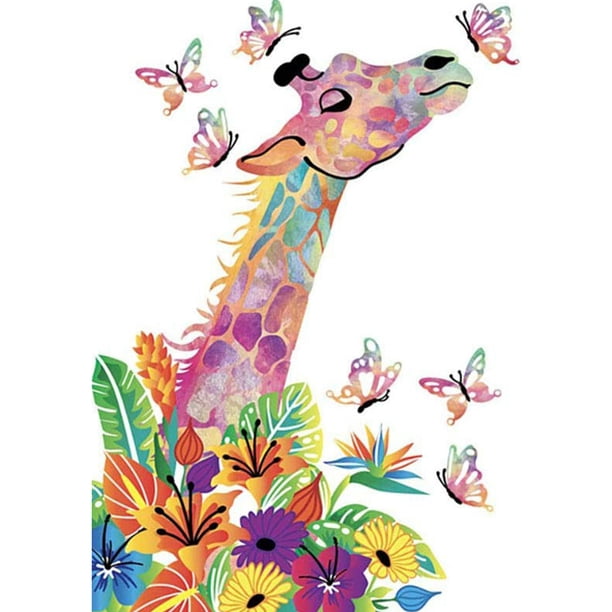 Pintura de diamante (DE5631) Jirafa colorida 5D DIY Kit de decoración de mosaico cuadrado 40x50cm FLhrweasw Nuevo
