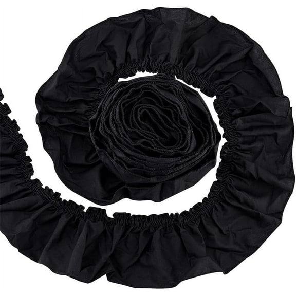 4 Yards Black Cotton Pleated Ribbon 3.35 inch Wide Ruffled Wave Edge Ribbon Pleated Trimming Lace for Girl Dress Gown Decoration Clothes Accessories