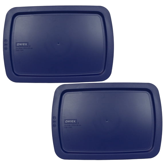 Pyrex Replacement Lid C-233-PC 3-Qt Blue Plastic Rectangle Cover (2-Pack) for Pyrex C-233 Glass Dish (Sold Separately)