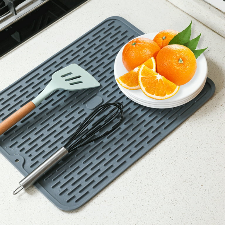 Silicone Dish Drying Mat ,Reusable,Easy clean,Heat-resistant,Eco-friendly Kitchen  Drying Mat for Kitchen Counter,Food Grade Silicone,Quick Dry Slip Resistant Kitchen  Mats 