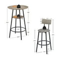 thumbnail image 6 of Round bar stool set with shelf, upholstered stool with backrest, Rustic Brown, 23.62'' W x 23.62'' D x 35.43'' H, 6 of 13
