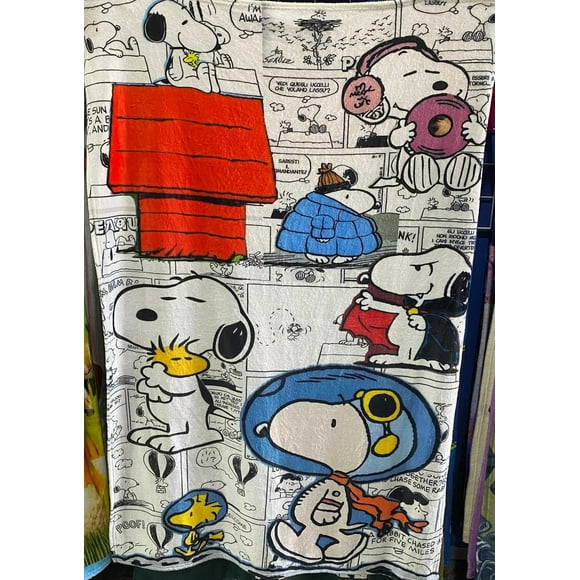 Exclusiva! Cobija Frazada Ultra Suave Snoopy Collage Casita Periodico