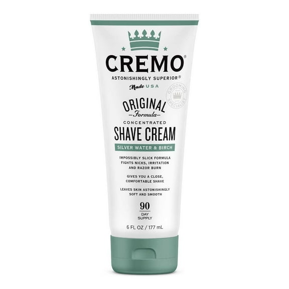 Cremo Barber Grade Silver Water & Birch Shave Cream, 12 Fl Oz (Pack of 2)