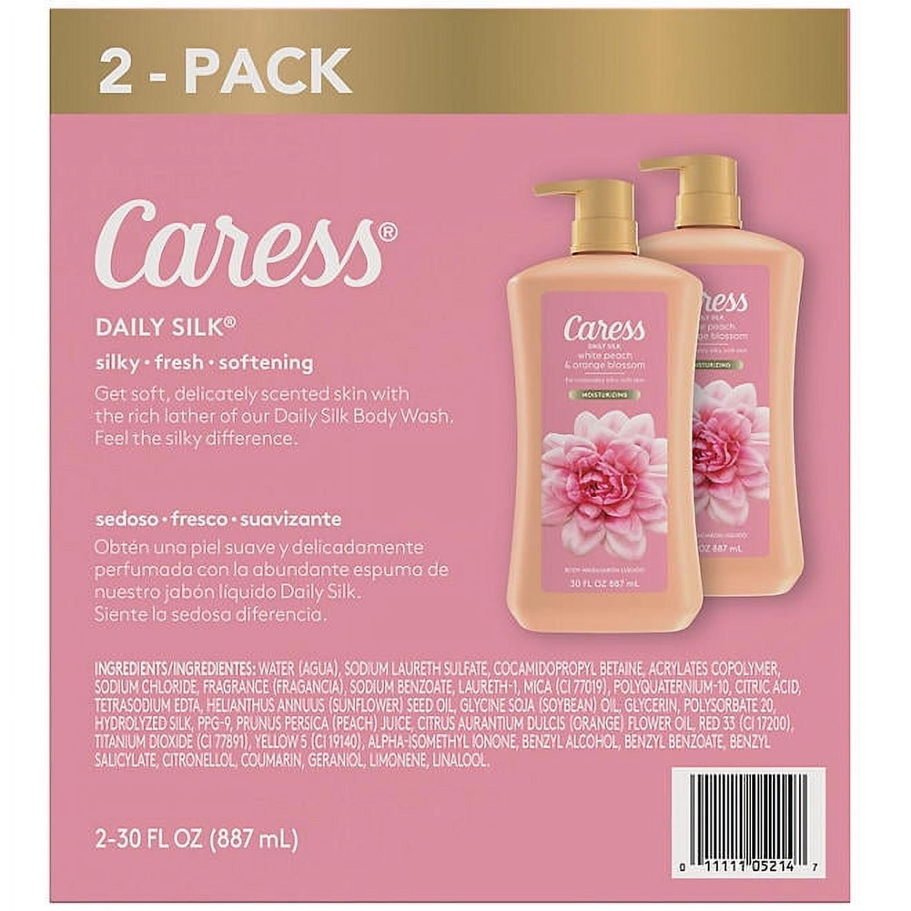 Caress Daily Silk Hydrating Body Wash, White Peach & Orange Blossom (30 fl. oz. Each), 2 Items per Pack