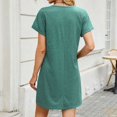thumbnail image 4 of Night Gowns for Adult Women Solid Color V Neck Loose Short Sleeved Casual Sleep Dress Sleepwear Dark Green L, 4 of 5