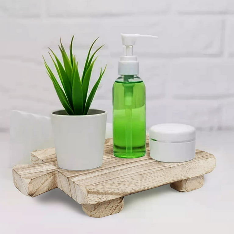 Kitchen Soap Dispenser and Sponge Holder Small Wood Tray With