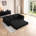 thumbnail image 6 of 81" Convertible Sofa Bed, 3-in-1 Folding Floor Couch, Corduroy Fold Out Sleeper Futon Mattress with Pillows, Boneless Lounge Loveseat for Living Room, Black, 6 of 13