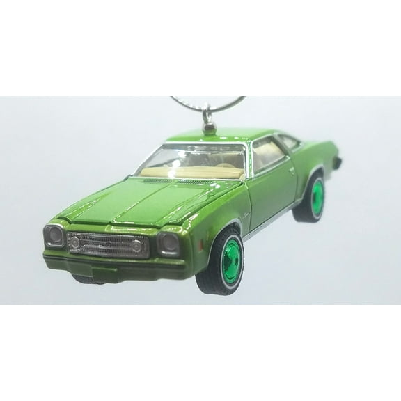 Christmas Ornament for 1973 Chevy Chevelle Laguna Colonade Hardtop Coupe Green/Green Rims Ltd Ed