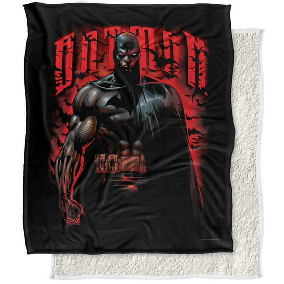 Batman Blanket, 50"x60", Red Knight Silky Touch Sherpa Back Super Soft Throw Blanket