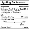 thumbnail image 4 of 10Pk - 12W A19 LED 5000K E26 Medium base 220 deg. Beam Angle - 75W equiv, 4 of 4