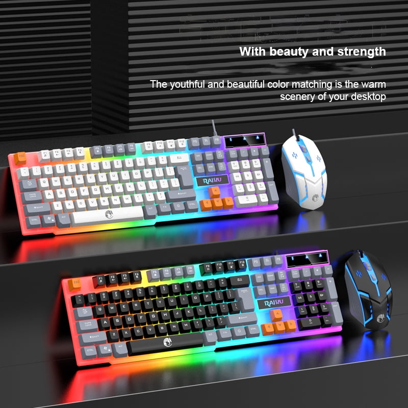 Wired keyboard - 104-key full-size backlit keys, ergonomic design, media keys and shortcut keys, Windows laptop desktop plug-and-play USB efficient typing, comfortable typing, computer keyboard