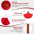 thumbnail image 2 of Gymax 9.5 FT Rope Pulley Wooden Umbrella Market w/ Fiberglass Ribs Patio Red, 2 of 3
