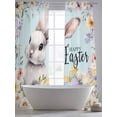 thumbnail image 5 of Happy Easter Sheer Curtains 84 Inch Length 2 Panels Set Window Treatments, Spring Grey Bunny Colorful Eggs Flower Blue Rod Pocket Semi Curtains for Living Room/Bedroom/Kitchen Décor, 104"W x 84"L, 5 of 7