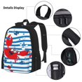thumbnail image 3 of Easygdp Red Funny Crab on Blue Stripe Mochila para Niños y Niñas con Set de Caja de Almuerzo y Estuche para Lápices 3 en 1, Mochila Escolar Estampada para Adolescentes, 3 of 7
