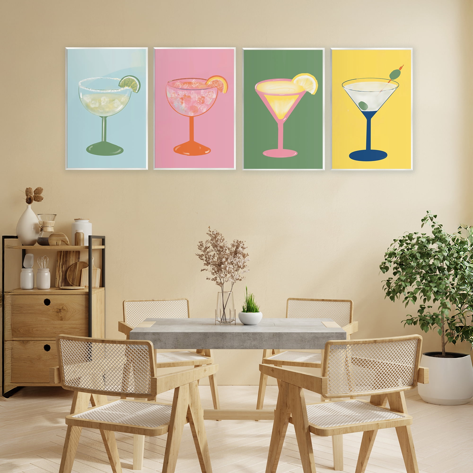 Stupell Industries Stylish & Fun Cocktails 4 Piece Wall Plaque Art Set, design by Robin Maria