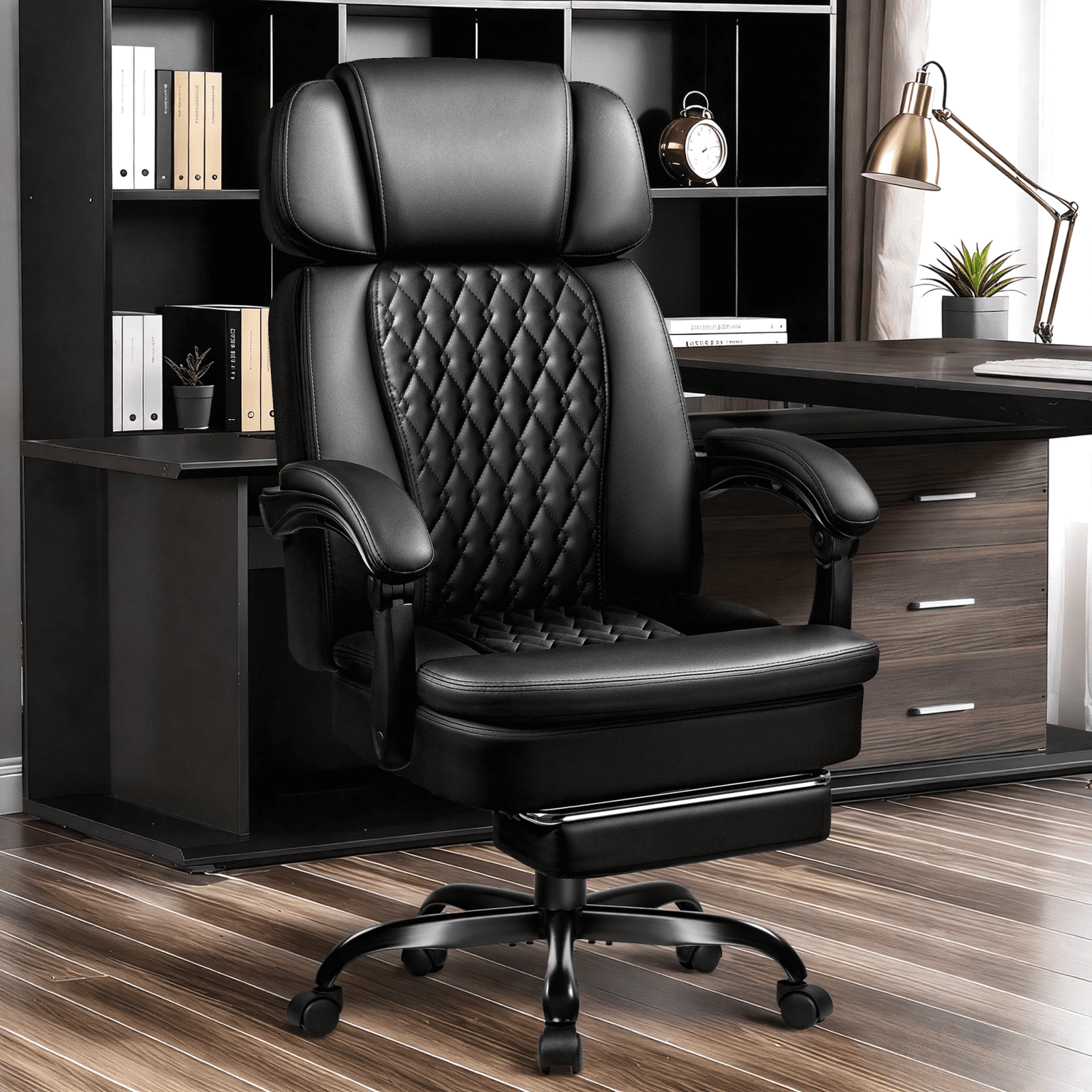 Waleaf Office Chair with Footrest, Ergonomic High Back Computer Desk Chair with Adjustable Headrest and Lumbar Support for Home Office