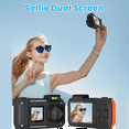thumbnail image 4 of Waterproof Camera 4K 65MP Underwater with 64G Card, for Snorkeling Autofocus Selfie Dual-Screen Orange, 4 of 4