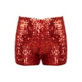 thumbnail image 2 of renvena Girls Kids Sequin Jazz Hip Hop Dance Shorts Active Workout Sport Activewear 3-8 Red 5-6, 2 of 7