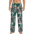 thumbnail image 2 of Goofa Tropical Leaves Printed Soft Pajama Pants for Men, Wide Leg Comfy Casual Lounge Yoga Pants-XX-Large, 2 of 9