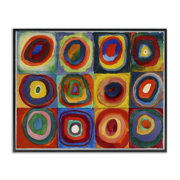 Stupell Industries Kandinsky Classic Circles Abstract Painting Black Framed Art Print Wall Art, 30 x 24