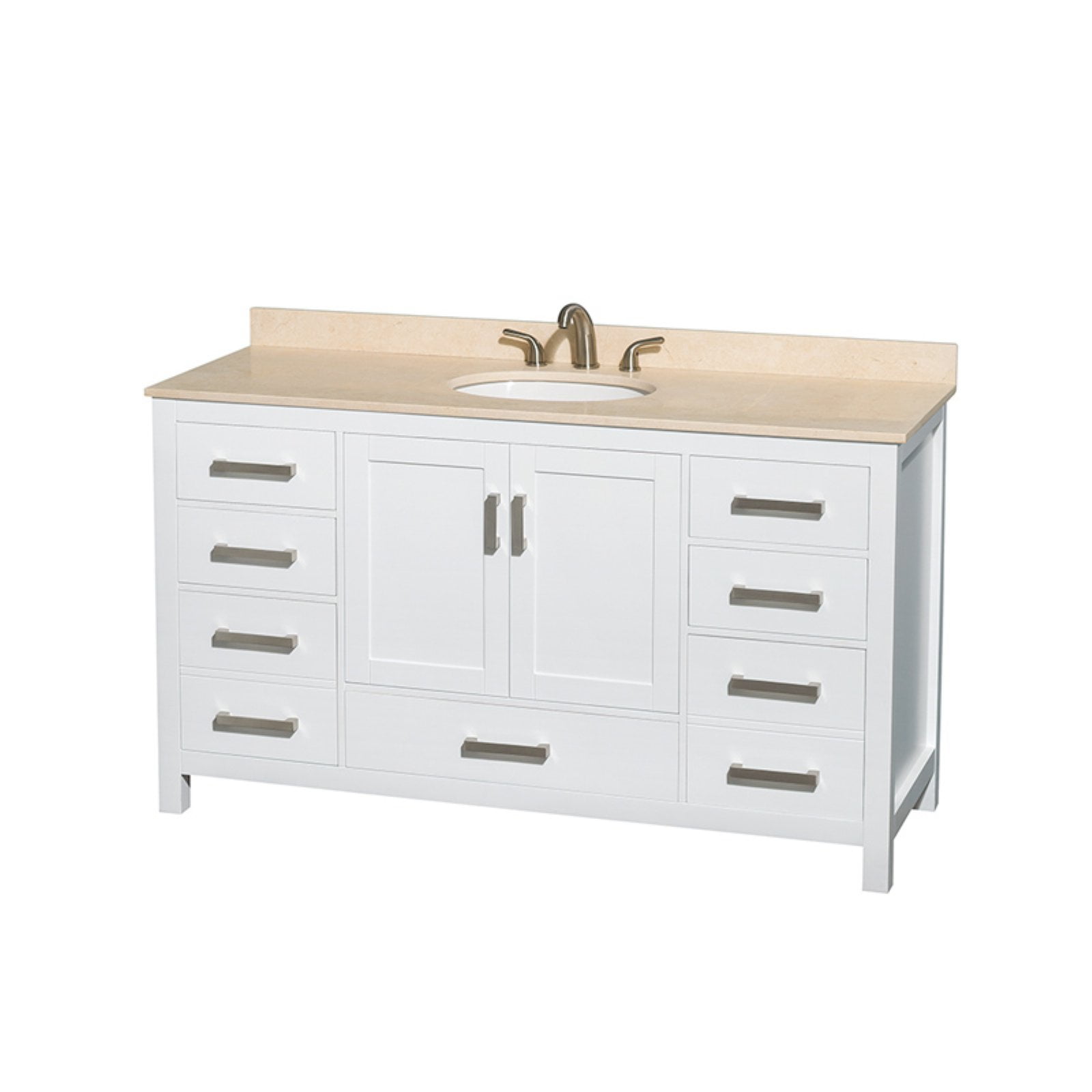 Wyndham Collection Sheffield 60 Inch Single Bathroom Vanity In White Carrera Marble Countertop Undermount Oval Sink And 58 Mirror