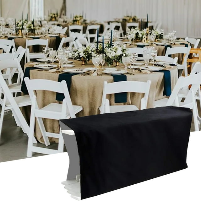 OPTUTUS Black Patio Folding Chair Cover, Waterproof Polyester, with Drawstring Closure, for Outdoor, All Seasons, Party, Team Building, Wedding