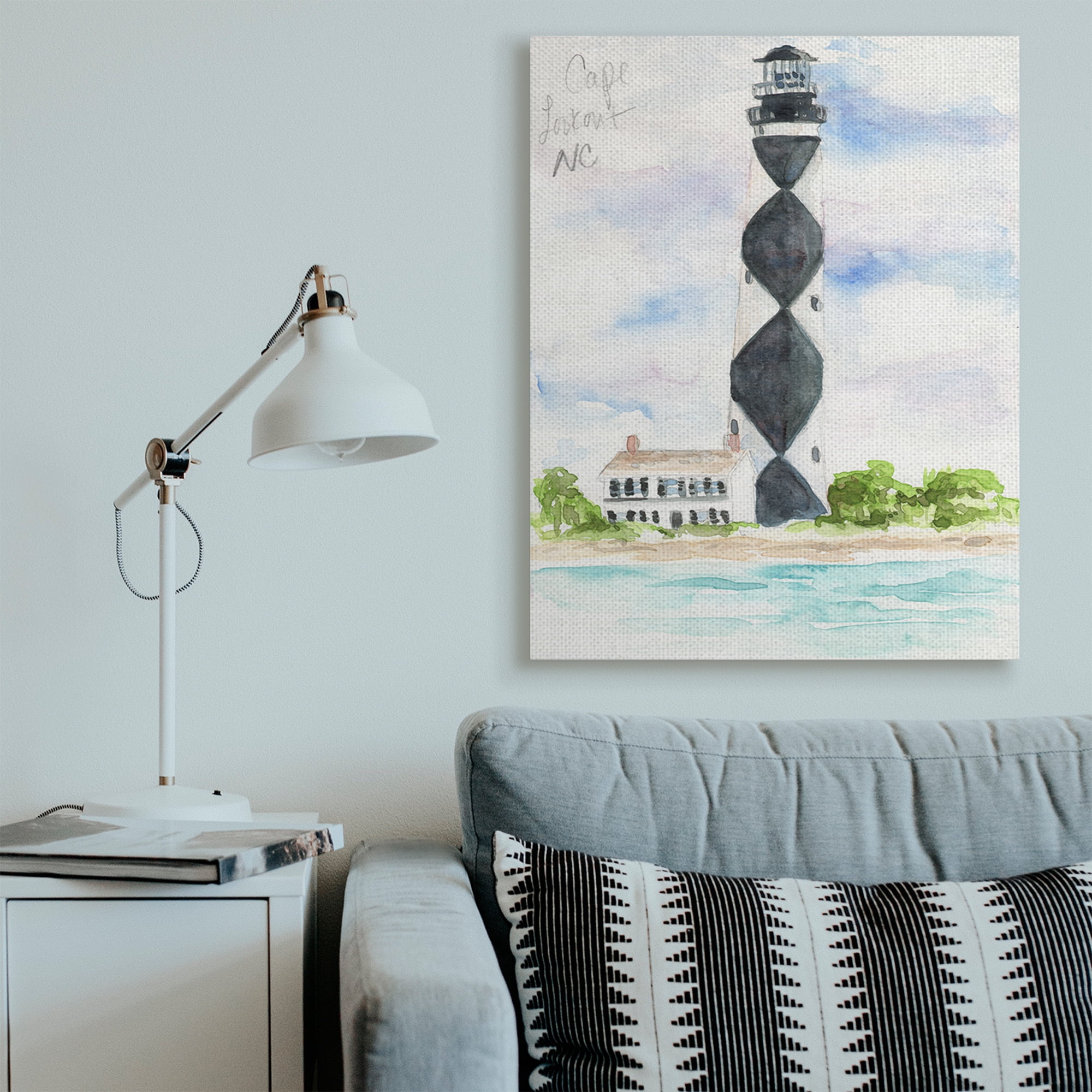 Stupell Industries Black Diamond Lighthouse With Beach Coast Landscape Canvas Wall Art, 36 x 48, Design by Melissa Hyatt LLC