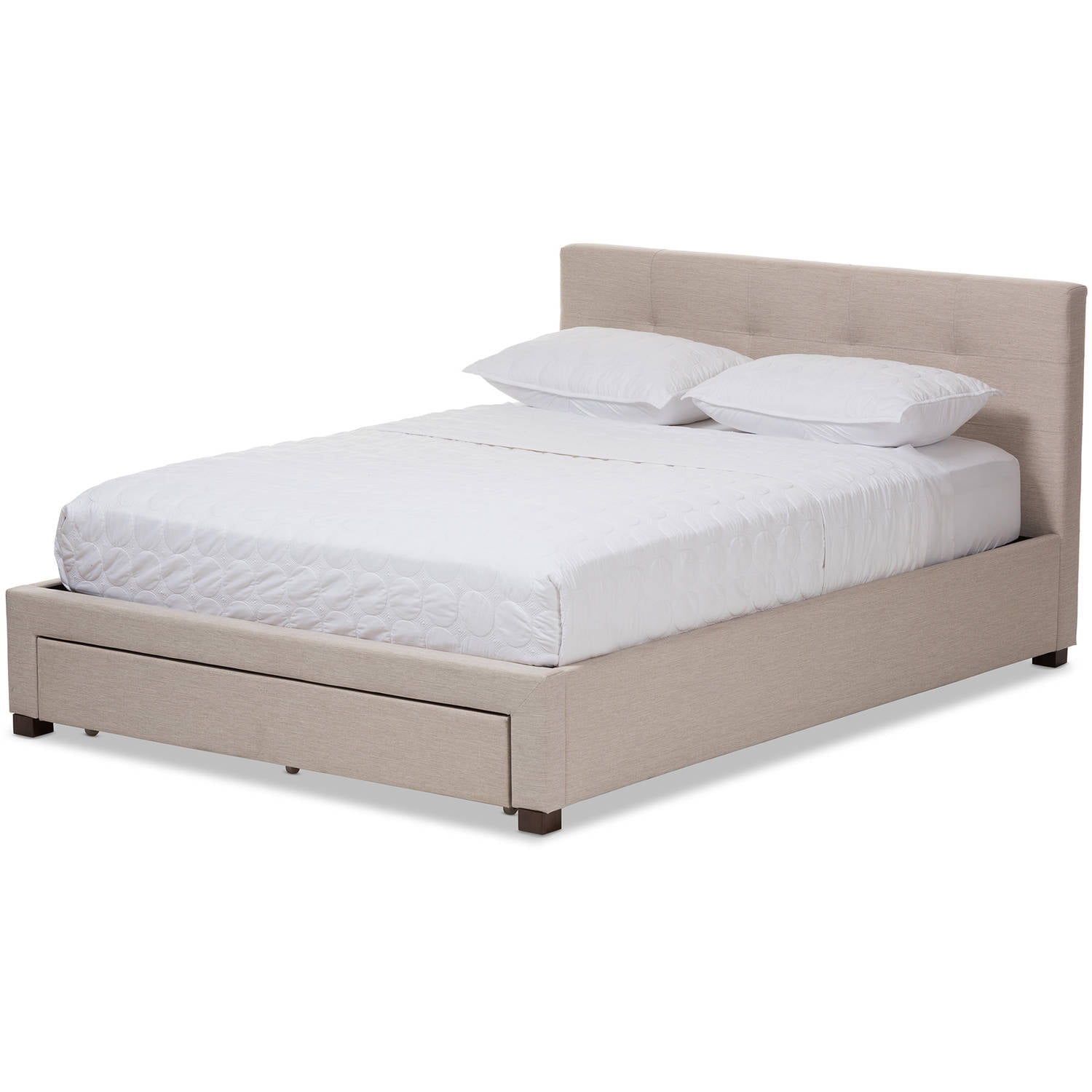 Baxton Studio Brandy Light Beige FabricUpholstered QueenSize Storage