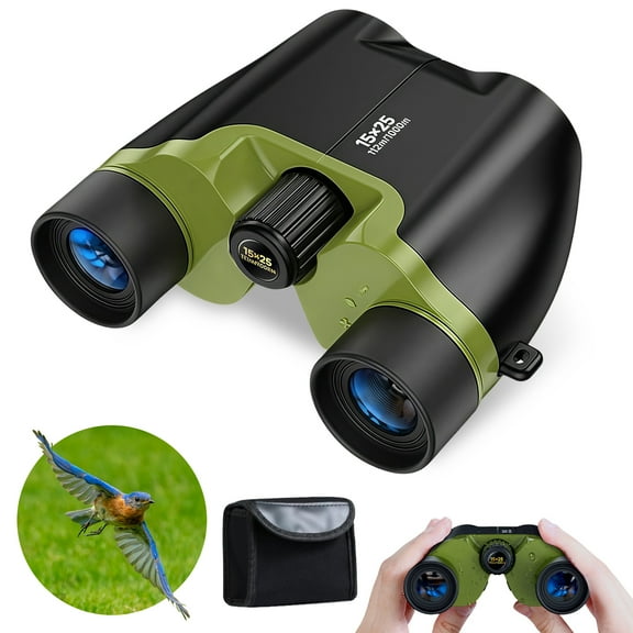 GIRACOA Compact Binoculars for Adults and Kids, 15*25 Waterproof Small Binocular for Bird Watching Travel Sightseeing Hunting Wildlife Watching Outdoor Sports Games Concerts