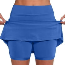Lcziwo Athletic Skorts for Women Fitted Lightweight Solid Color Skirts Mid Waist Tummy Control Skorts Yoga Workout Running Athletic Skirts 2025 Blue,XXL