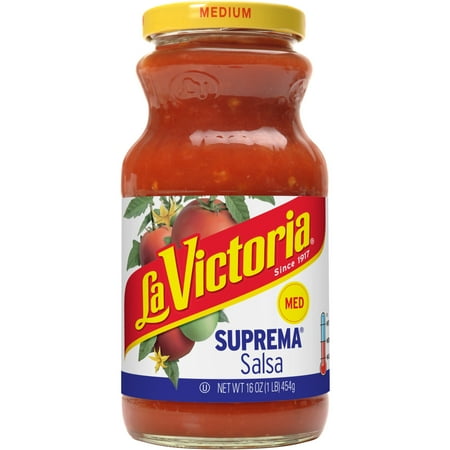 LA VICTORIA Medium Suprema Regular Salsa, Shelf-Stable, 16 oz Glass Jar