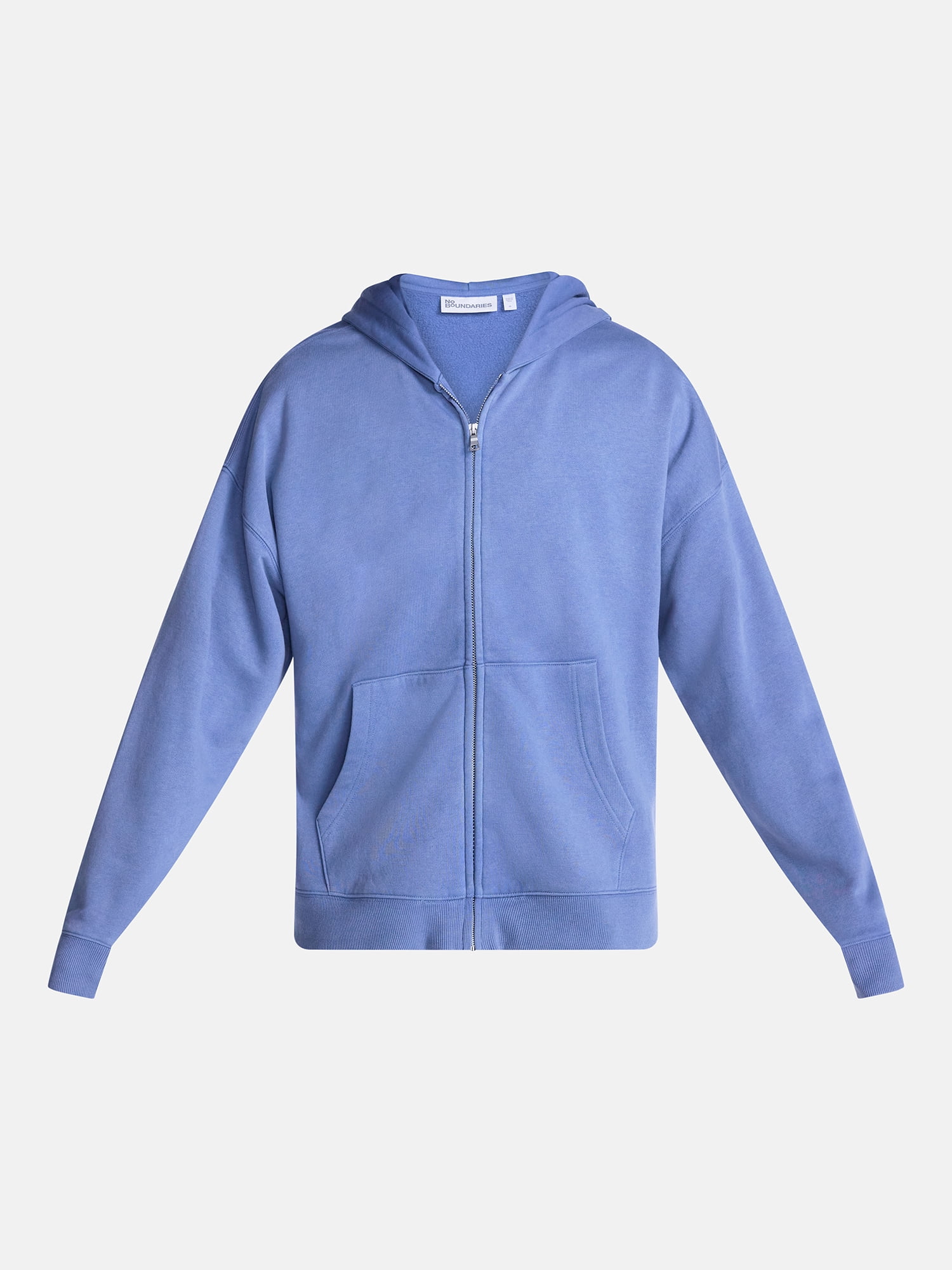 No Boundaries Boxy Oversized Fit Fleece Zip Hoodie Sweatshirt with Long Sleeves, Men's XS-4XLT