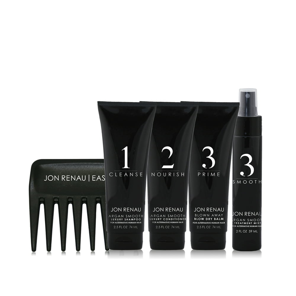 Jon Renau Human Hair Wig Care Travel Kit, 5 Piece Set (Luxury Shampoo