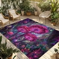 thumbnail image 2 of Outdoor Rug 3x5 ft Pink Neon Mushrooms Waterproof Outdoor Patio Rug Mat Non Slip Outside Area Rugs Carpet for RV,Camping,Porch,Deck,Pool,Balcony,Backyard, Fantasy Shiny Moon Snails, 2 of 9