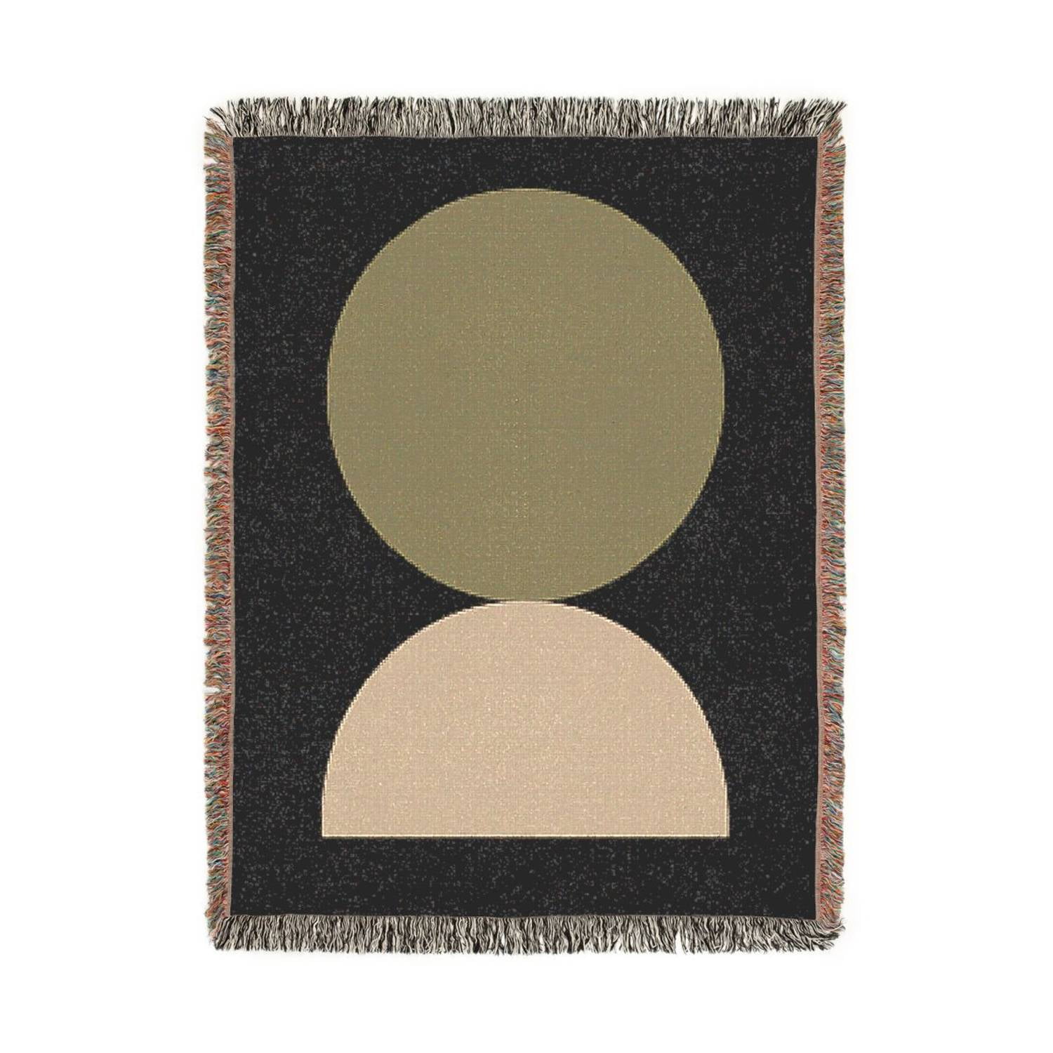 Abstract Geometric Olive and Beige Woven Throw Blanket 100% Cotton Modern Minimalist Home Decor