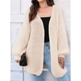 thumbnail image 2 of Women'S V-Neck Open Front Chunky Cardigan Lantern Long Sleeve Oversized Knit Outwear with Pocket  One Size, 2 of 8