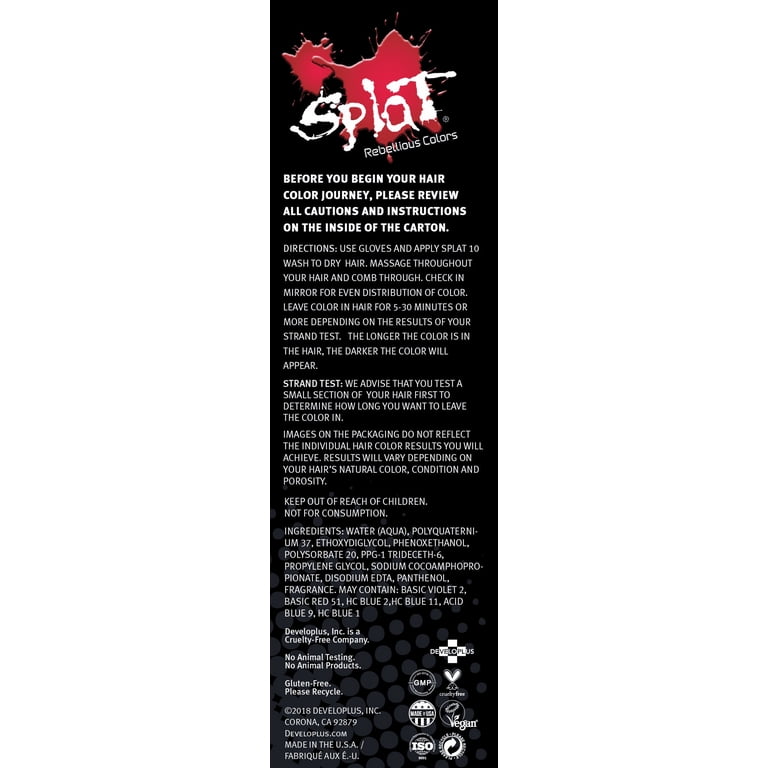 Splat 10 Wash Infrared Red Hair Color, No-Bleach Temporary Red
