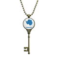 thumbnail image 1 of Blue Antarctica Illustration Map Pattern Key Necklace Pendant Tray Embellished Chain, 1 of 3
