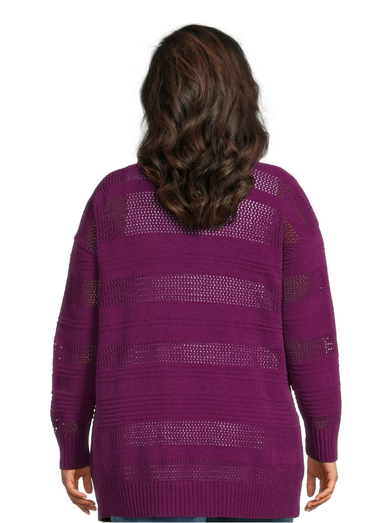 Terra & Sky Women's Plus Size Chenille Shawl Cardigan Sweater