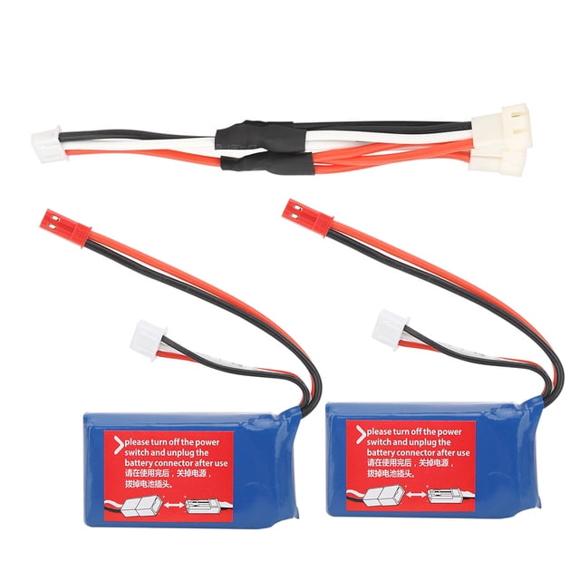 2 baterías de litio de 7,4 V 1100 mAh con cable de carga apto para WLtoys V262 V333 RC Quadcopter