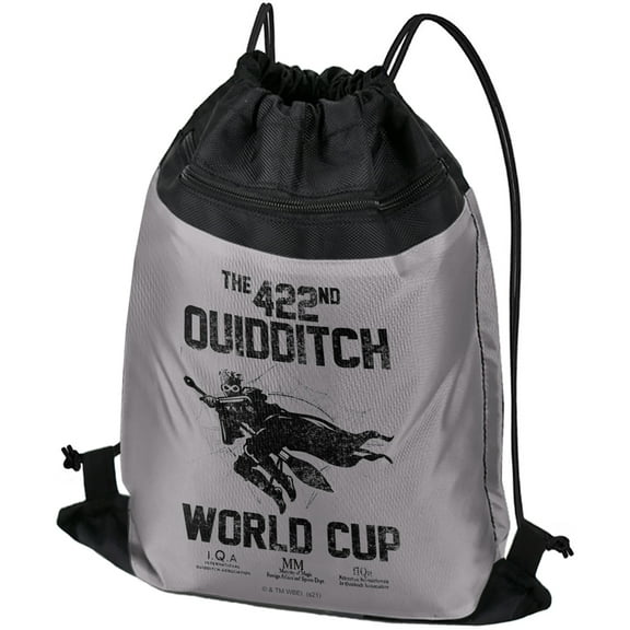 Harry Potter Quiddith World Cup Drawstring Backpack Sports Bag Sackpack 17" x 13", Perfect for Gym, Yoga or Practice