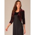 thumbnail image 4 of DARING DIVA Velvet Shrug Open Front Bolero Cropped Cardigan Top XS Burgundy, 4 of 6