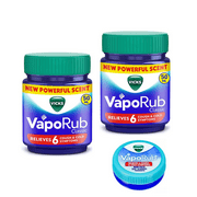 Vicks VapoRub Cough and Cold Relief Ointment 50+10=60 Ml – 2 Pack with Free Travel Size 5 ml for Congestion Headache and Body Ache