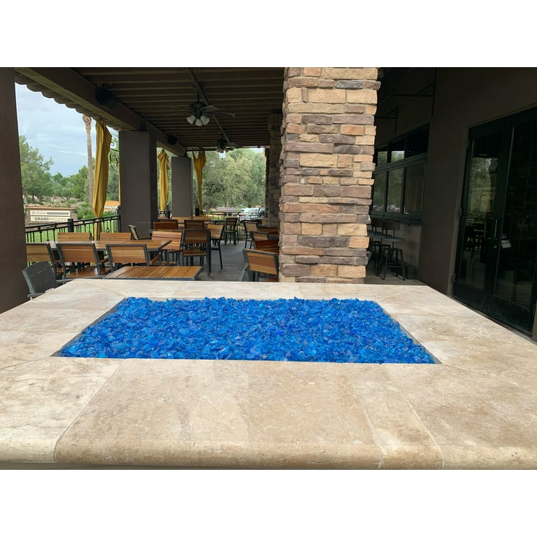 Turquoise Fire Pit Glass Rocks, 1/2 Turquoise Fire Pit Glass Rocks, 1/2