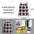 thumbnail image 2 of Fuzoiu Heart Black Buffalo Plaid Gingham Print Drawstring Backpack Water Resistant String Bag Sports Sackpack Gym Sack for Men Women, 2 of 6